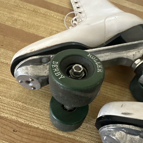 Vintage Roller Derby Skate Corp White Leather Ladies 9 1/2 Or 10?? - Picture 5 of 15